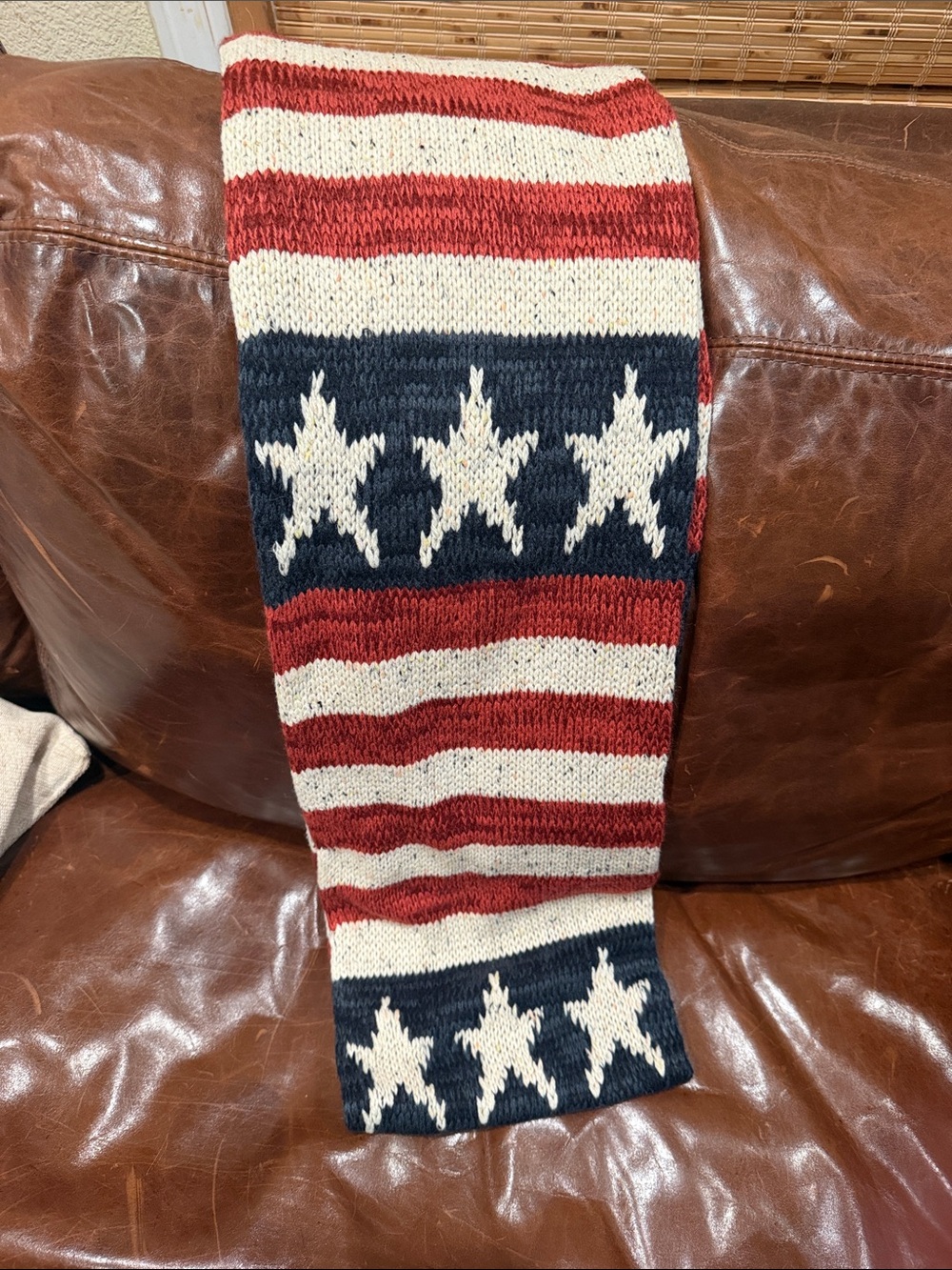 Muk Luks Red, Navy & Cream Star-Stripe Knit scarf